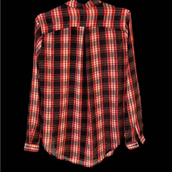Chiffon plaid button front shirt - Picture 2 of 4